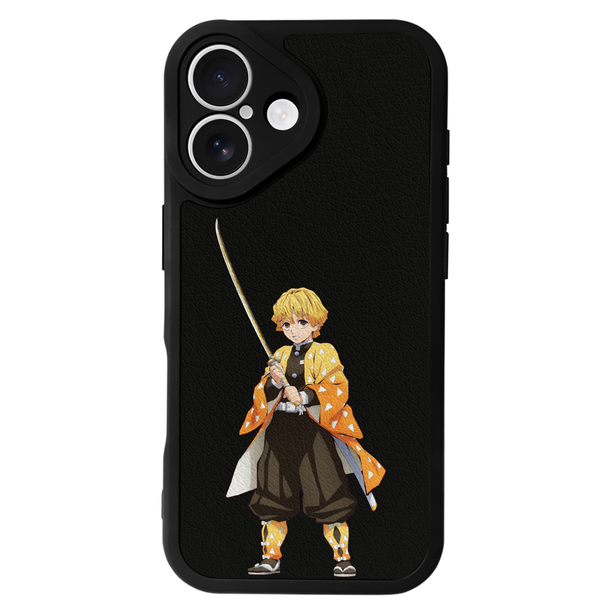 （画像用） 鬼滅の刃（きめつのやいば）我妻 善逸／あがつま ぜんいつ Agatsuma Zenitsu 【iPhone 16シリーズ対応】シリコンスマホケース（レザー調） 材質：シリコン